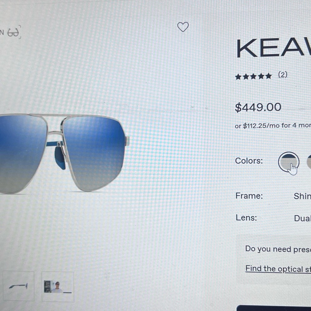 Maui Jim Keawe Blue Silver Sunglasses